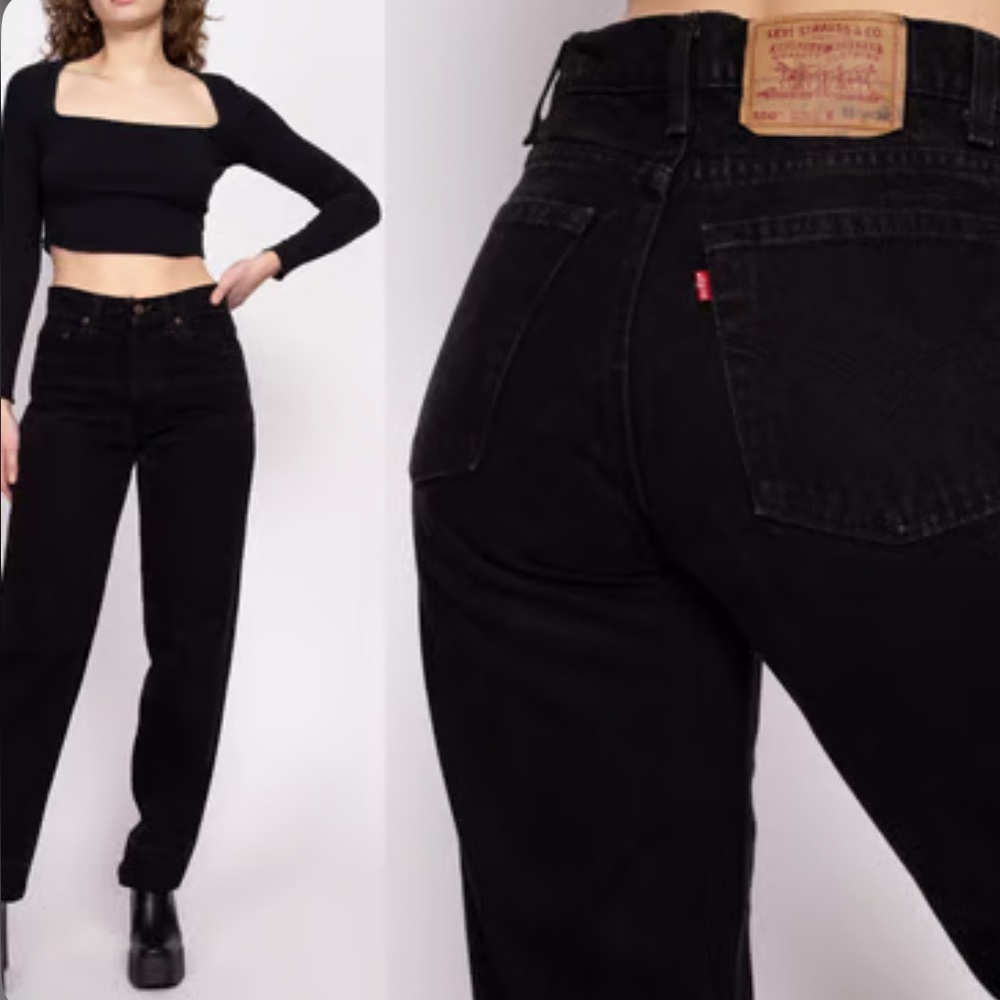 Levi's Women's Vintage 550‎ Relaxed Tapered Leg Boyfriend Jeans Black